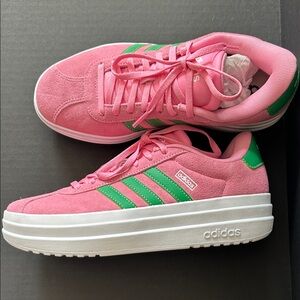 Adidas New Women's Pink and Green Sneakers